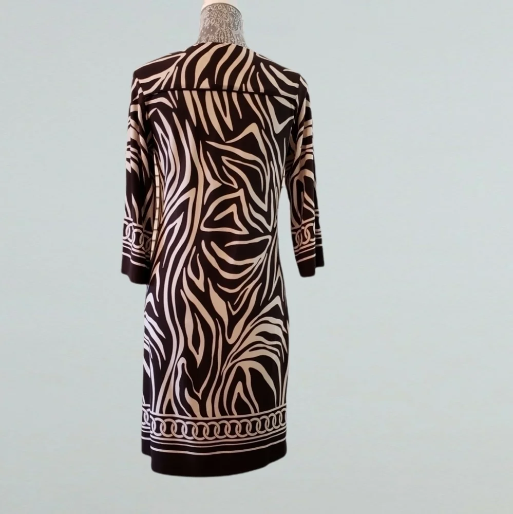 MERCER & MADISON BROWN AND CREAM COLOR DRESS SIZE 10 - Picture 2 of 3